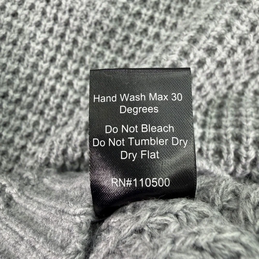 Bearded Goat Sweater Mens Small Grey Odis Boatyard Waffle Knit Merino Wool Blend